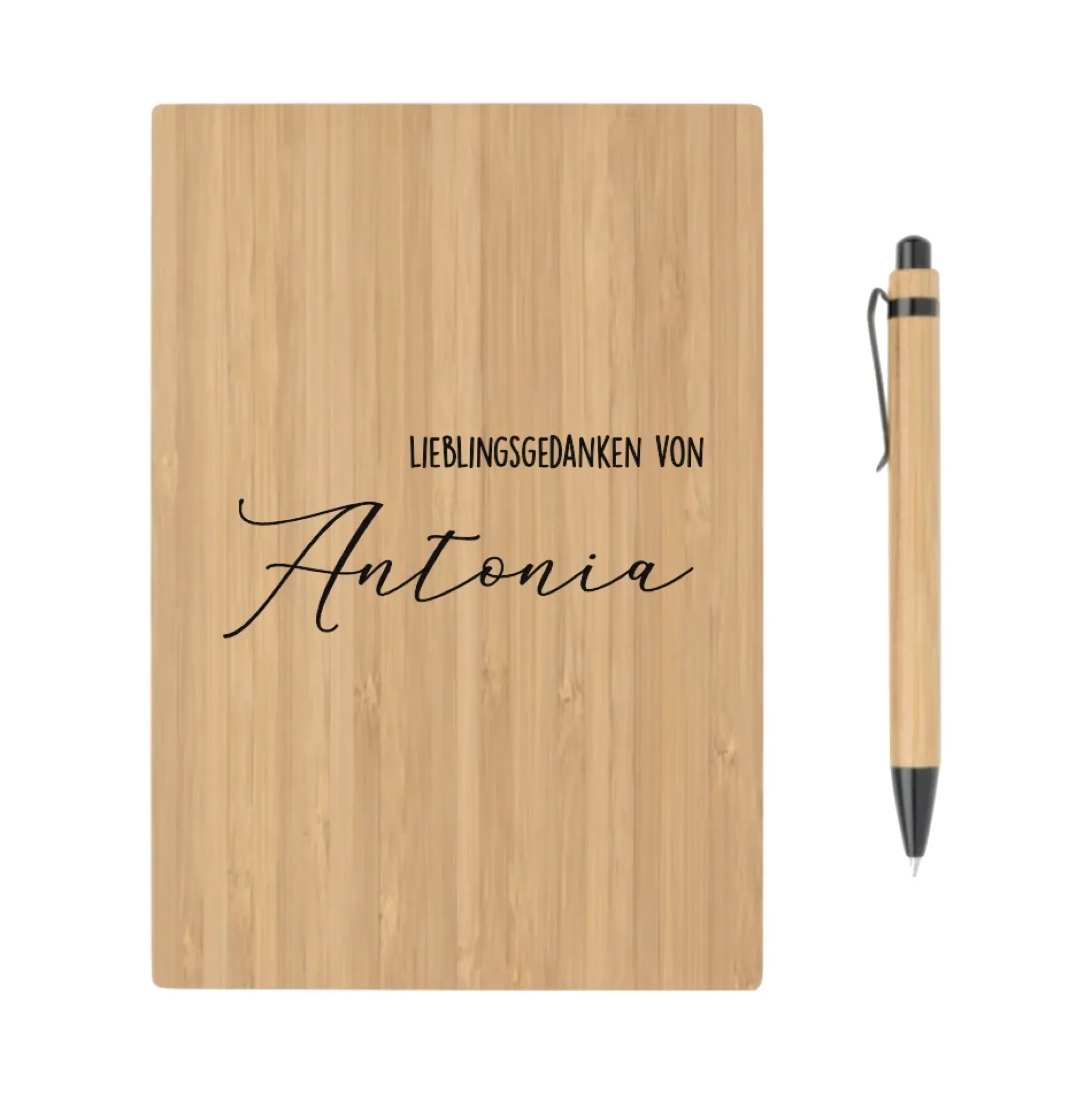 Geschenkset Thermobecher und Notizbuch "Lieblingsmensch - Lieblingsgedanken" mit Namen für Sie u. Ihn | Personalisiertes Geschenk für Frauen u. Männer | Geschenkidee zum Geburtstag, als Dankeschön