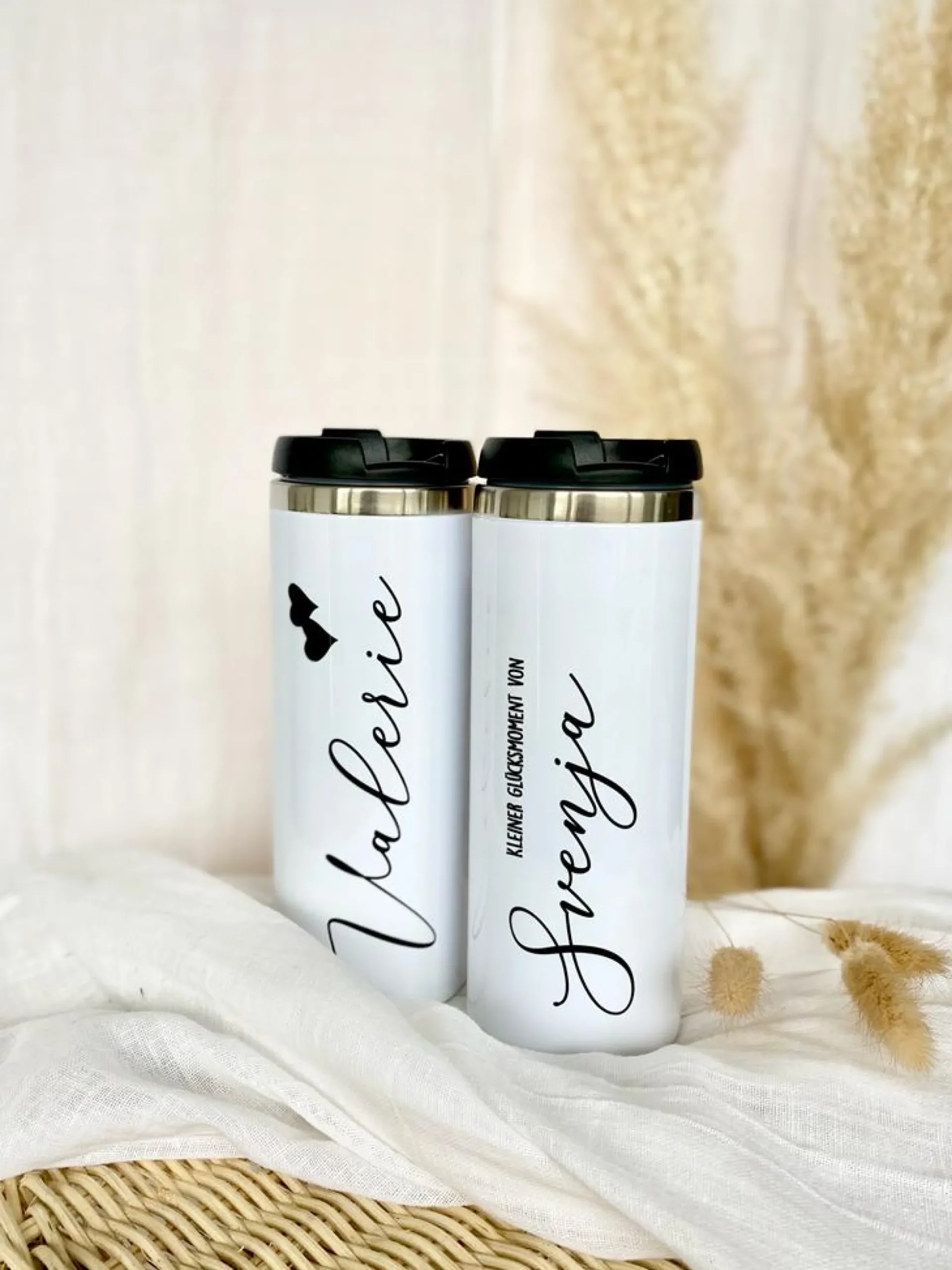 Geschenkset Thermobecher und Notizbuch "Lieblingsmensch - Lieblingsgedanken" mit Namen für Sie u. Ihn | Personalisiertes Geschenk für Frauen u. Männer | Geschenkidee zum Geburtstag, als Dankeschön
