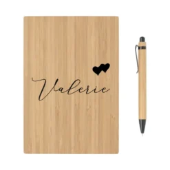 Geschenkset Thermobecher und Notizbuch "Herzen" mit Namen für Sie | Personalisiertes Geschenk für Frauen | Besondere Geschenkidee zum Geburtstag