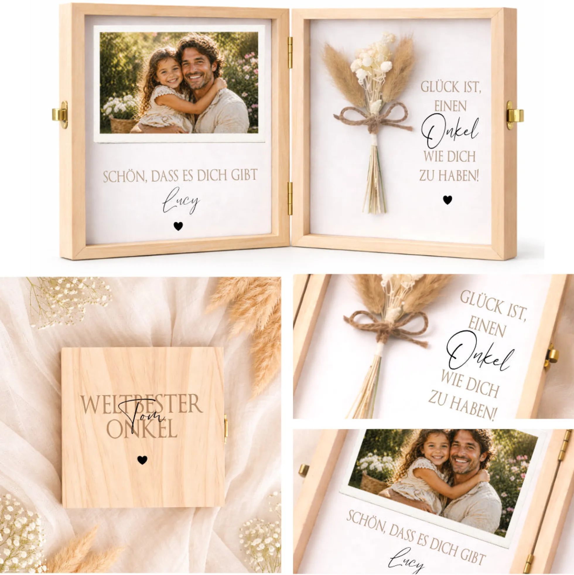 Geschenk Tante Onkel personalisiert | Geburtstagsgeschenk Tante Weihnachten | Nichte Neffe Geschenk Holzbox mit Namen I Onkel Geschenk