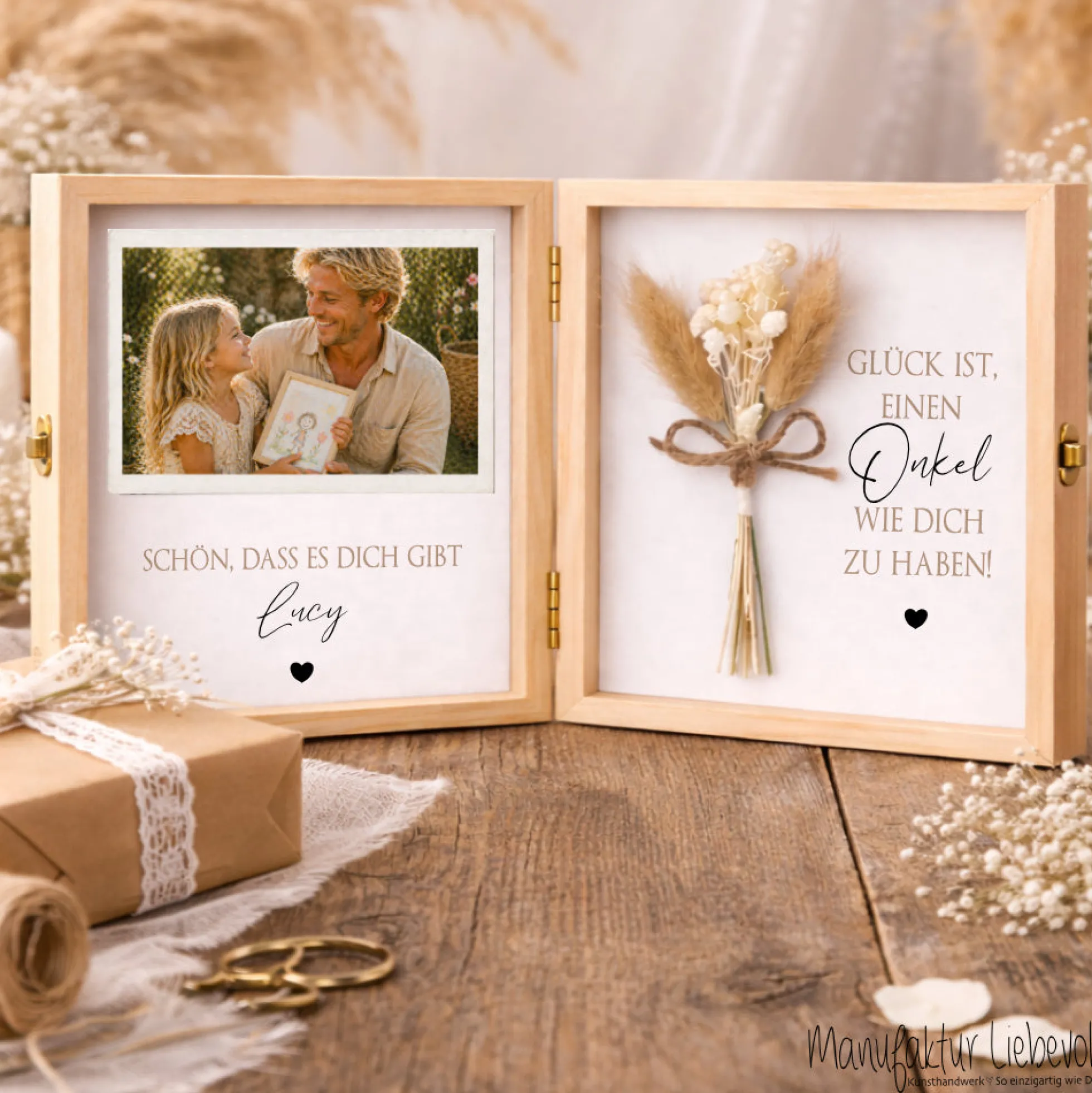 Geschenk Tante Onkel personalisiert | Geburtstagsgeschenk Tante Weihnachten | Nichte Neffe Geschenk Holzbox mit Namen I Onkel Geschenk