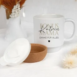 Geschenk Tasse Bonus Mama I Bonus Papa personalisierte Tasse für Stiefmama, Stiefpapa I Wunschtext Tasse mit Namen Geburtstag als Dankeschön