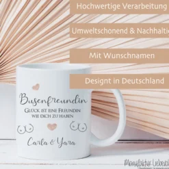 Geschenk Tasse für die Busenfreundin | Keramiktasse mit Spruch und Namen für die beste Freundin