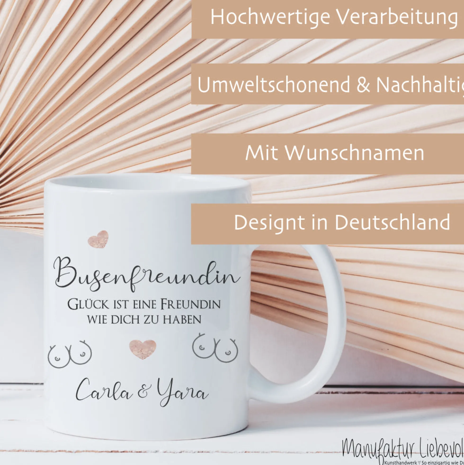 Geschenk Tasse für die Busenfreundin | Keramiktasse mit Spruch und Namen für die beste Freundin