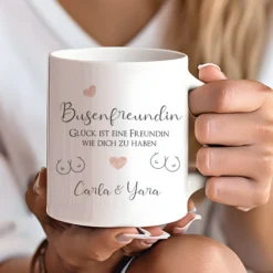 Geschenk Tasse für die Busenfreundin | Keramiktasse mit Spruch und Namen für die beste Freundin