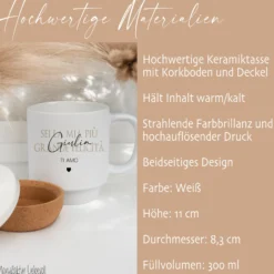 Geschenk Tasse Namen italienisch, Kaffeetasse Tee Tasse Geburtstag, TI AMO Geschenk Freundin Mama Geburtstagsgeschenk Valentinstag Frau