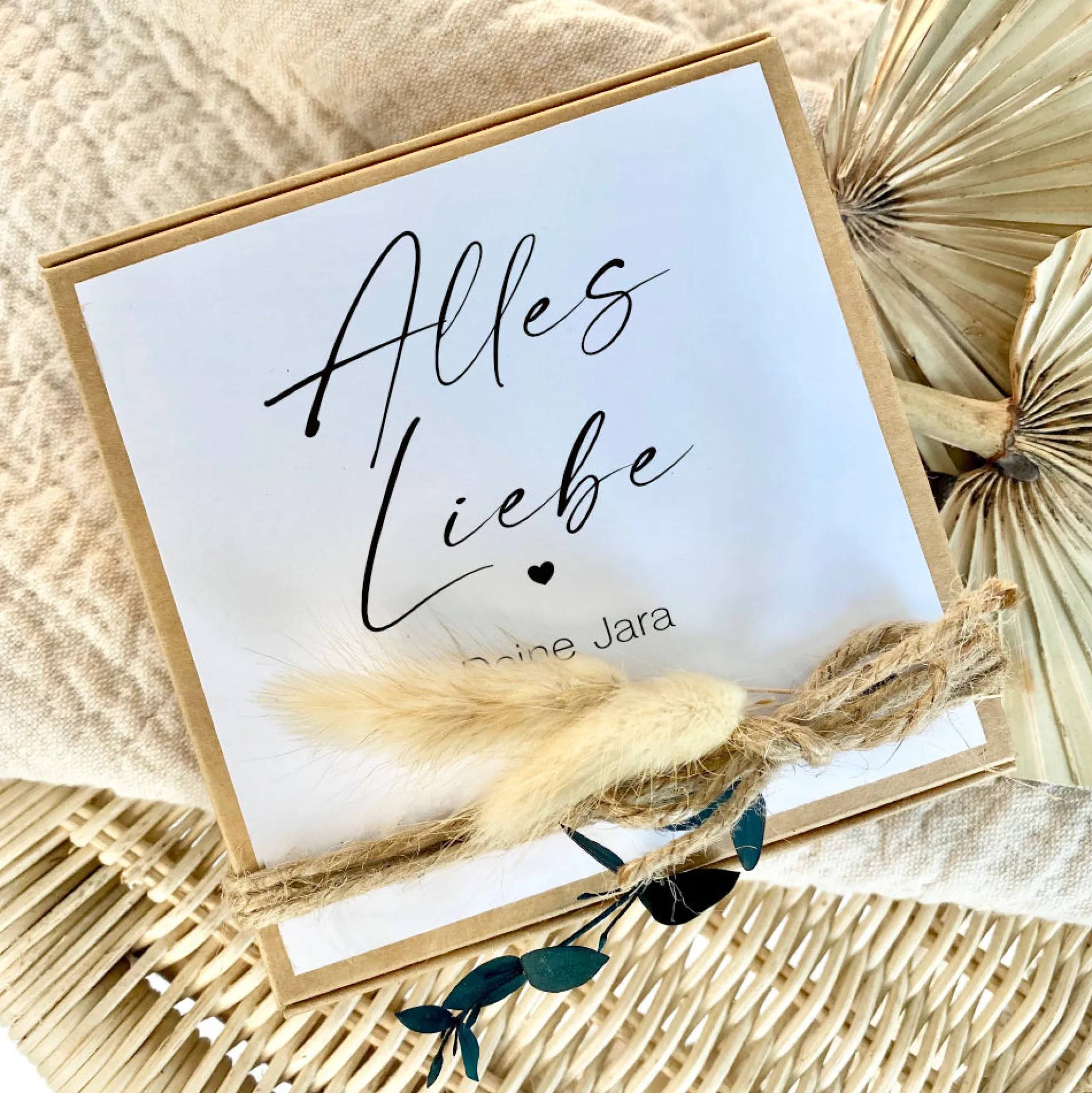 Geschenkverpackung "Alles Liebe" mit personalisierten Wunschtext, Geldgeschenk: Geburtstag, Hochzeit, Ruhestand, Abschied