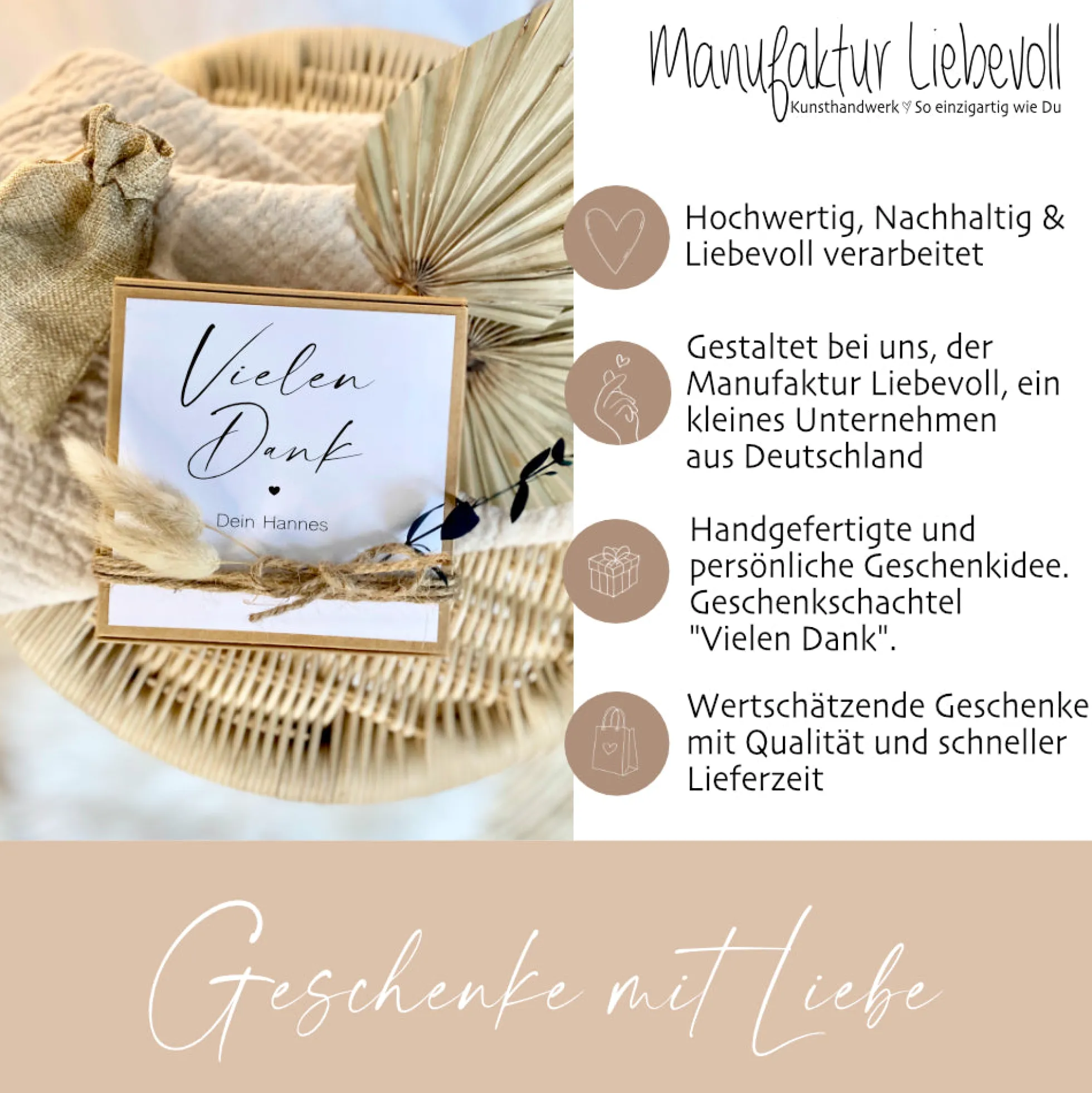 Geschenkverpackung "Vielen Dank" mit personalisierten Wunschtext, Geldgeschenk: Dankeschön, Danke sagen
