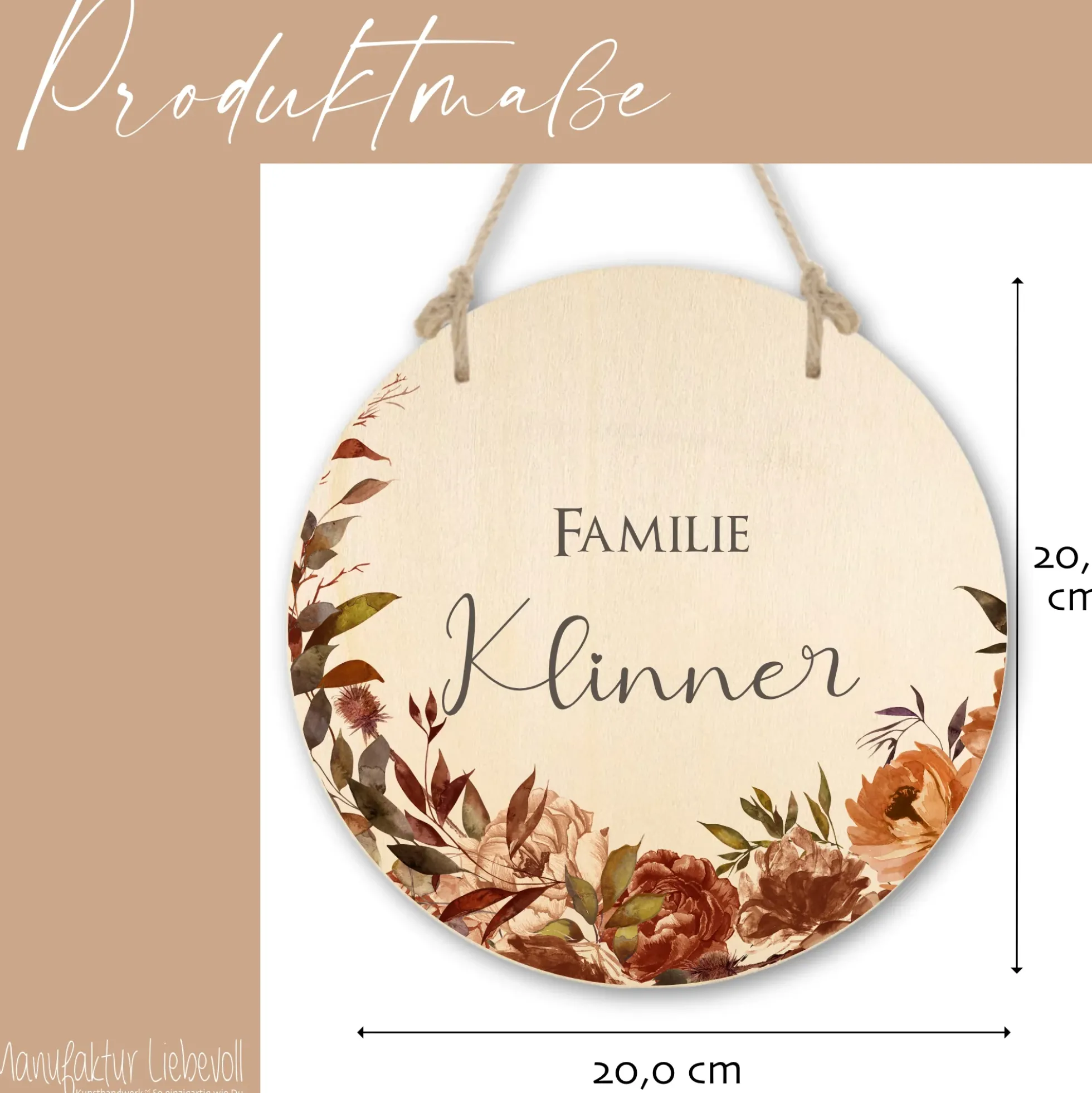 Haustürschild aus Holz "Spätblüher" | Türschild mit dem Familiennamen | Personalisiertes Geschenk u. besondere Geschenkidee für Familien | Deko für den Herbst | 3 Motivvarianten zur Auswahl