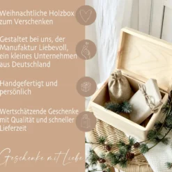 Heiligabend Box Personalisiert Holzbox Personalisiert Weihnachten Geschenk Frohe Weihnachten für Kinder Familie Frauen Freundin Holzkiste