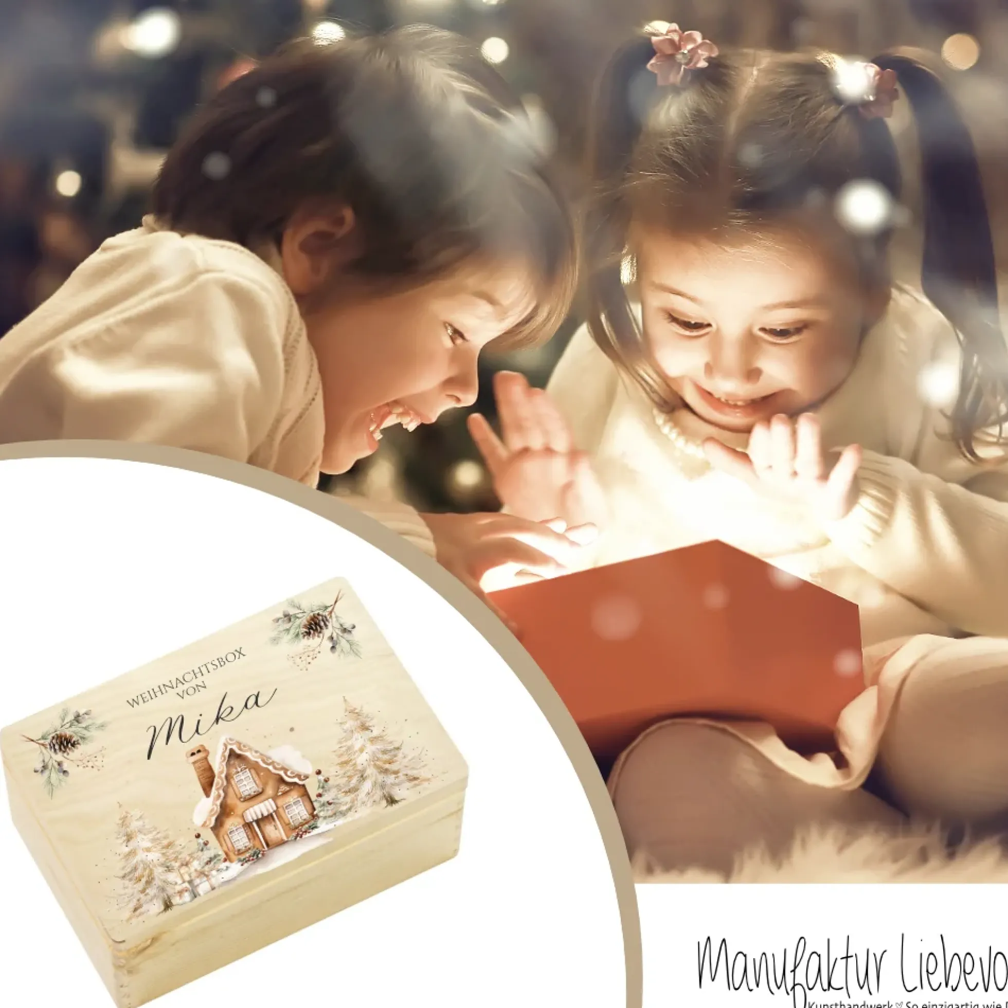 Heiligabend Box Personalisiert Holzbox Personalisiert Weihnachten Geschenk Frohe Weihnachten für Kinder Familie Frauen Freundin Holzkiste
