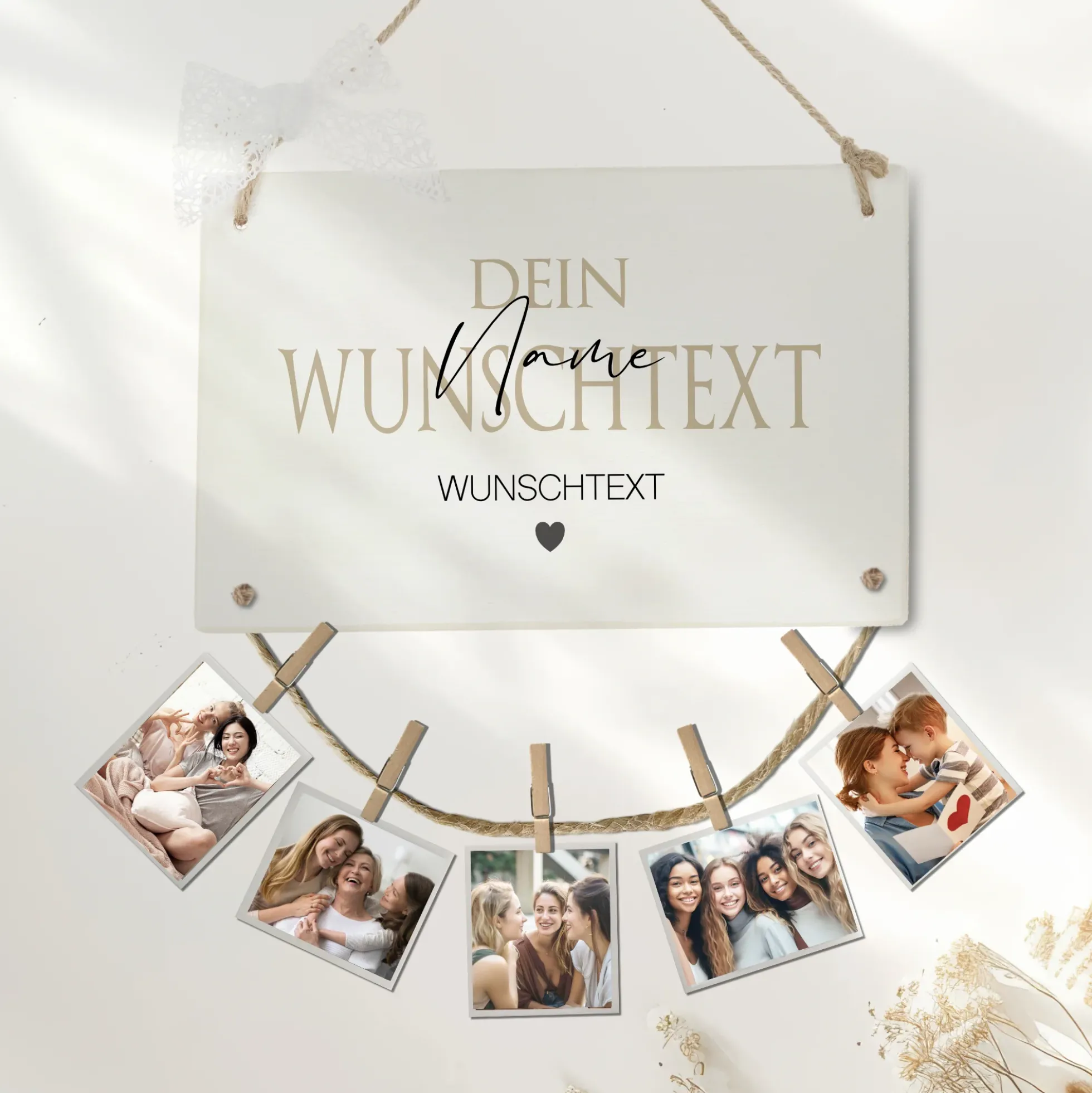 Herzensmensch Wunschtext Personalisiertes Fotogeschenk mit Namen für Frauen & Männer Geburtstag Geburtstagsgeschenk