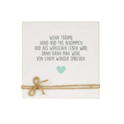 Holzbild "Wenn Träume Hand und Fuß bekommen" | Besondere Geschenkidee für werdende Eltern | Handgefertigtes Geschenk aus Holz zur Geburt u. Taufe