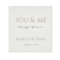 Holzbild "You & Me always & forever" Wandbild aus Holz mit den Namen des Paares | Besonderes Geschenk für Verliebte