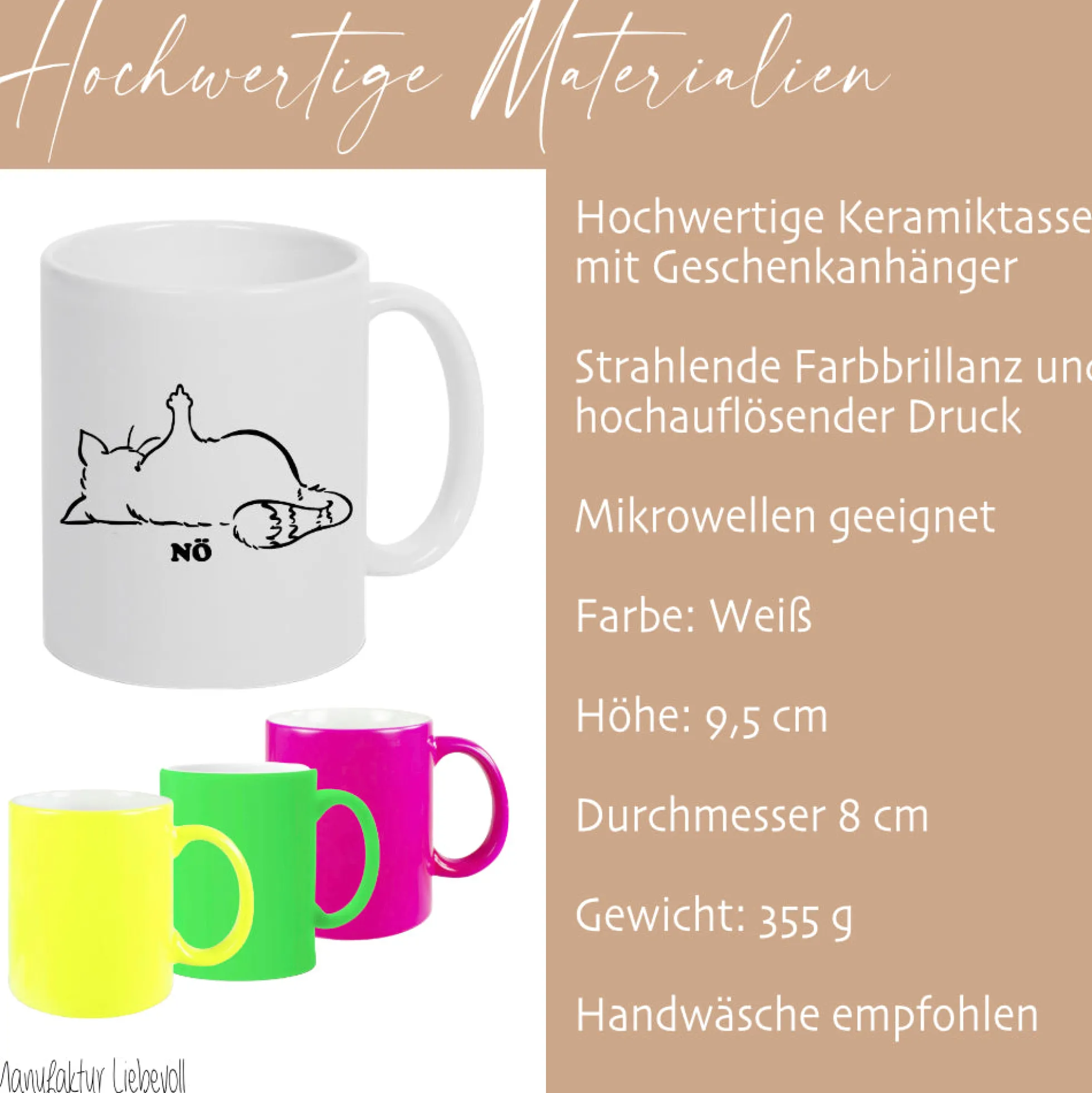 Katzentasse mit Spruch Nö | 4 Tassenfarben zur Auswahl