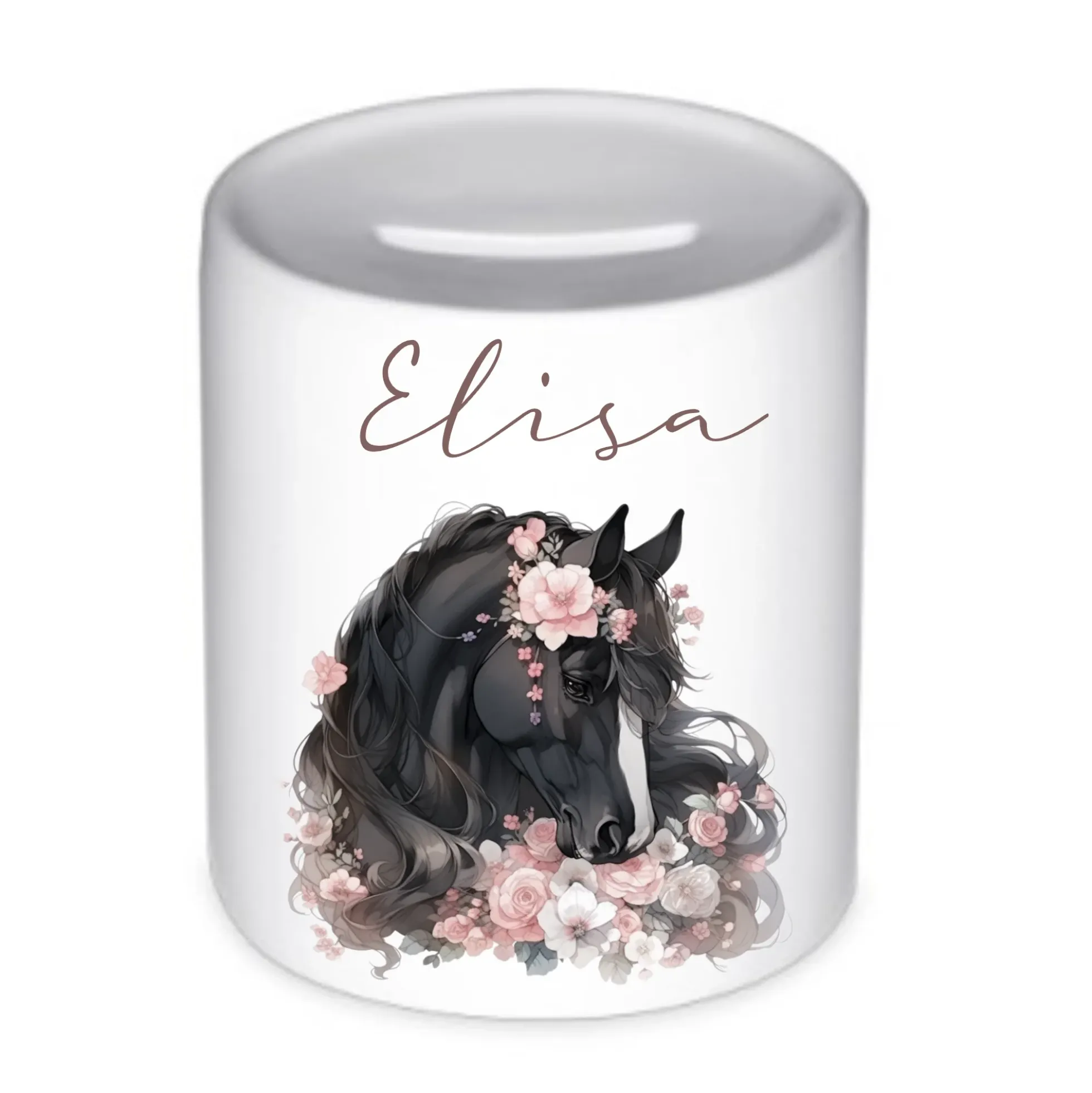 Keramik Spardose "Pony" mit Namen für Mädchen | Geschenk für Kinder | Personalisiertes Geldgeschenk I Geschenkidee zum Geburtstag | 10 Motive zur Auswahl