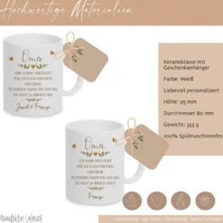 Keramiktasse - Mama - Oma - Papa - Opa mit Spruch und Namen der Kinder | Personalisierte Kaffee- Teetasse | 8 Varianten zur Auswahl