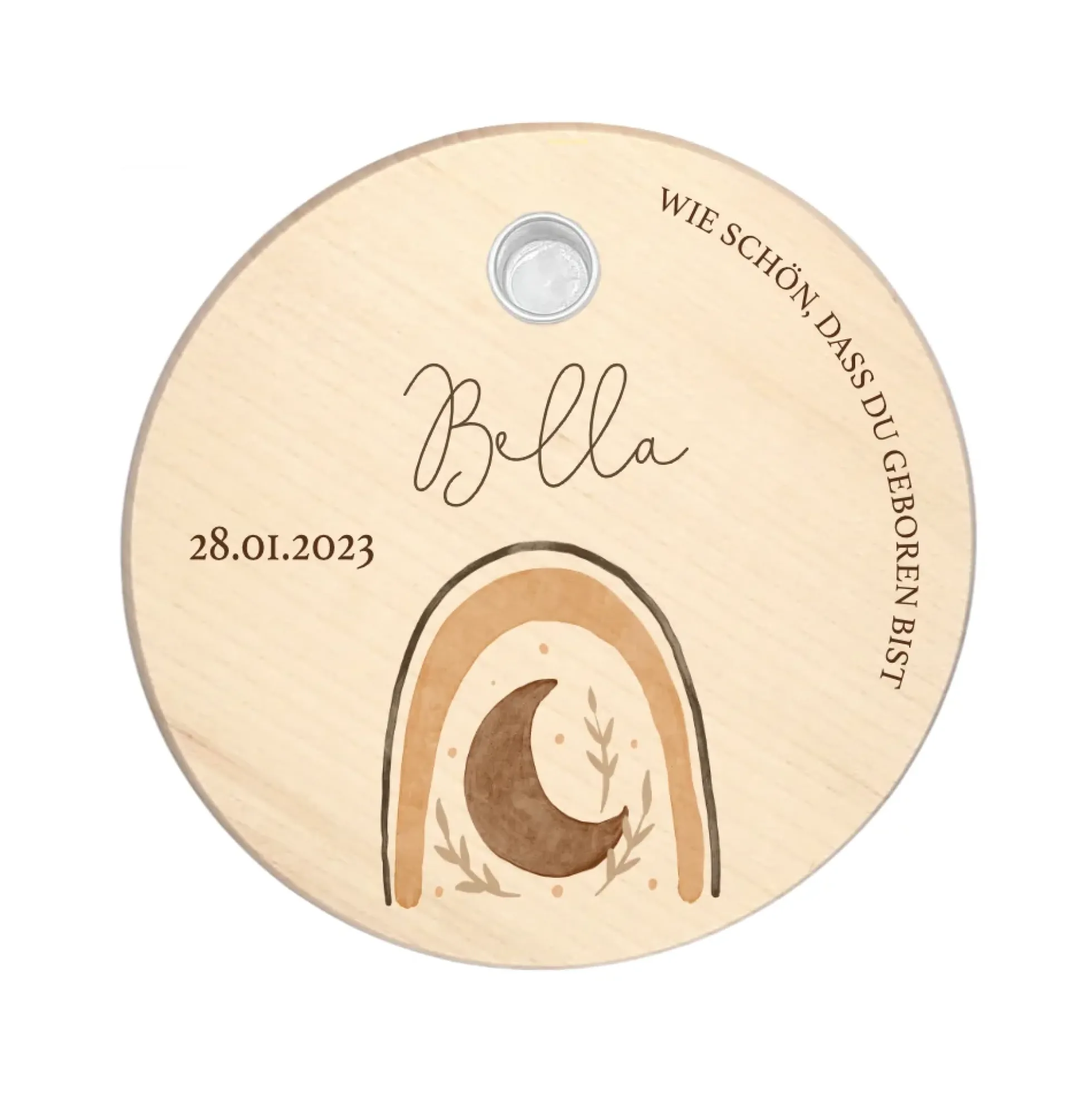 Kerzenteller "Fuchs" für Kinder | Personalisierter Geburtstagsteller aus Holz für Mädchen und Jungen + Kerze | Geschenkidee zur Geburt, Taufe, Kindergeburtstag | weitere Motive zur Auswahl