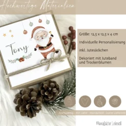 Kinder Geschenkschachtel Weihnachten I Name Personalisiert Mädchen Jungen I Weihnachtsgeschenk Weihnachtsmann
