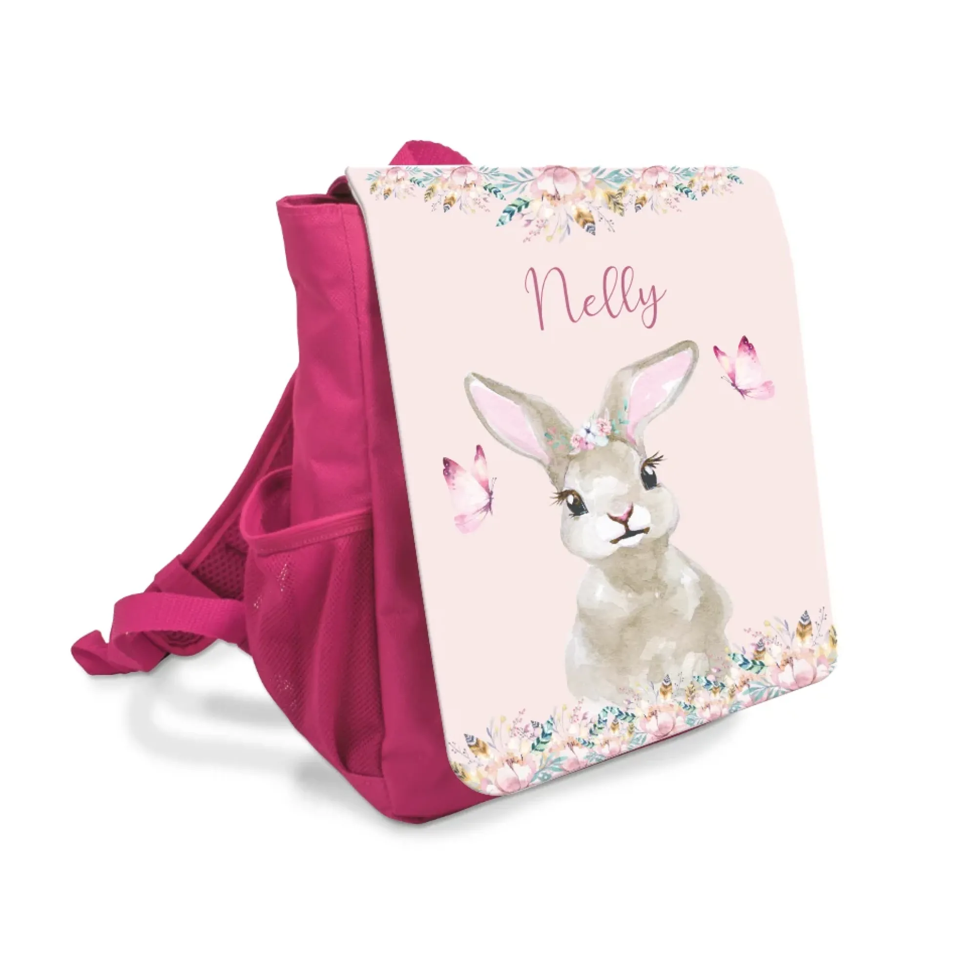 Kinderrucksack Häschen | Personalisierter rosa Kindergartenrucksack für Mädchen | Nachhaltiges Geschenk für Kindergartenkinder von 2-6 Jahre
