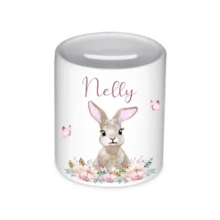 Kinder Spardose Tiermotiv Schaf mit Namen für Mädchen | Personalisiertes Geschenk für Kinder | Originelles Geldgeschenk u. handgefertigte Geschenkidee | 11 Motive zur Auswahl