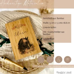Kinder Tagebuch Pony mit Namen | personalisiertes Notizbuch Schreibheft Pferd für Mädchen als besonderes Geschenk Geburtstag | 7 Motivvarianten zur Auswahl