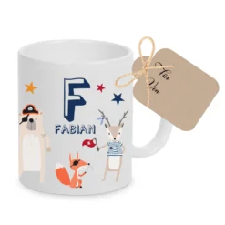 Kindertasse aus Keramik mit Namen für Jungen | Motiv