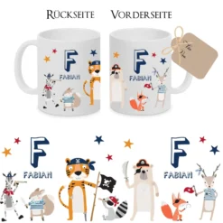 Kindertasse aus Keramik mit Namen für Jungen | Motiv