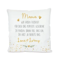 Kissen mit Spruch "Mama, wir haben versucht..." | Personalisiertes Geschenk für Mütter | 4 Motivvarianten zur Auswahl