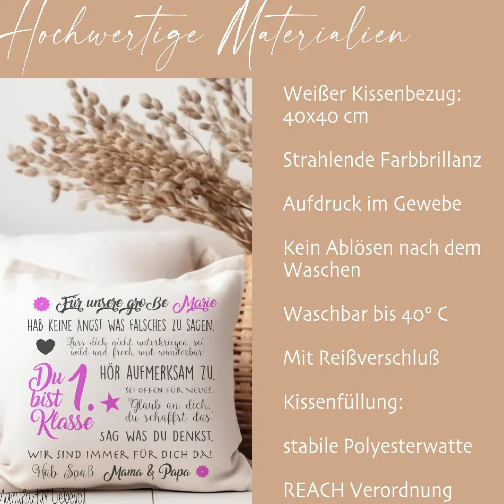 Kissen zur Einschulung "Du bist 1. Klasse" | Personalisiertes Einschulungsgeschenk für Mädchen und Jungen | 4 Varianten zur Auswahl