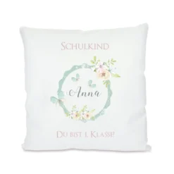 Kissen zur Einschulung mit Namen | Personalisiertes Geschenk zum Schulstart | Kissengeschenk “Du bist 1. Klasse!"