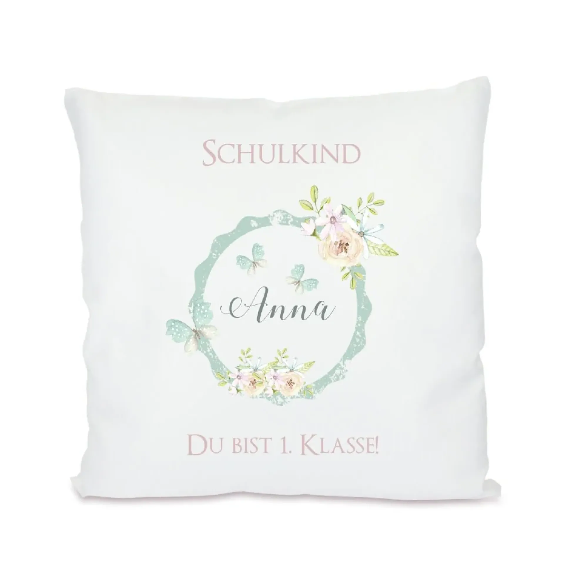 Kissen zur Einschulung mit Namen | Personalisiertes Geschenk zum Schulstart | Kissengeschenk “Du bist 1. Klasse!"