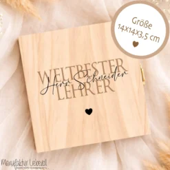 Lehrerin Geschenk personalisiert | Lehrer Abschiedsgeschenk Schule | Danke Geschenk Lehrerin Holzbox mit Namen Dankeschön Klassengeschenk