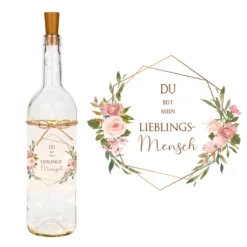 Lieblingsmama Leuchtflasche für die Mama | Flaschenlicht mit Schriftzug und Eukalyptus | Besonderes Geschenk für Mütter | 2 Motivvarianten zur Auswahl
