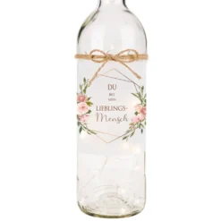 Lieblingsmama Leuchtflasche für die Mama | Flaschenlicht mit Schriftzug und Eukalyptus | Besonderes Geschenk für Mütter | 2 Motivvarianten zur Auswahl