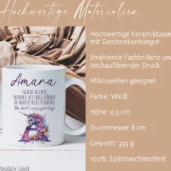 Mädchen Einhorn Tasse Monogramm Keramiktasse Name personalisiert Pferd Einschulung Geburtstag Geschenk I Manufaktur Liebevoll