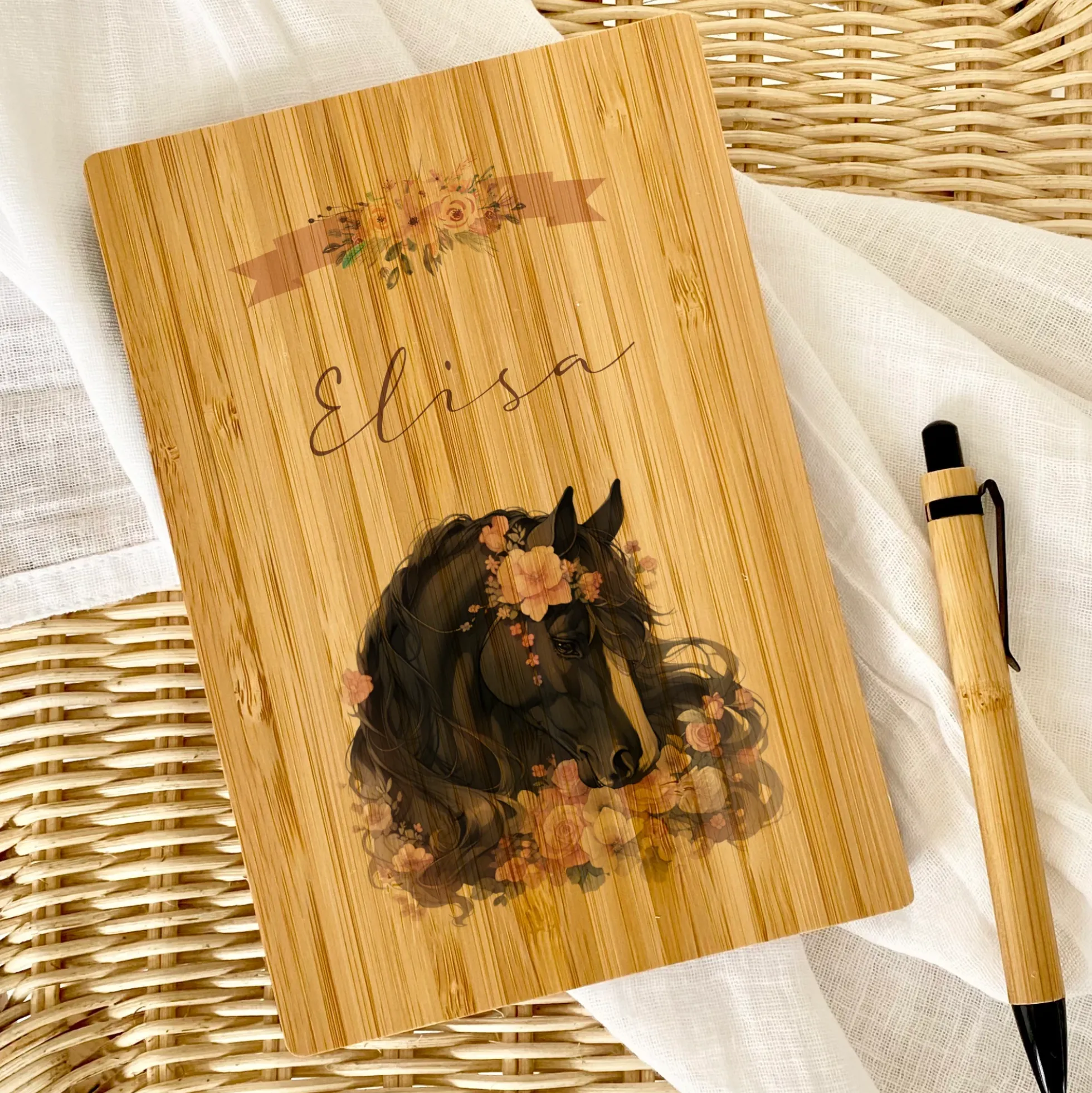 Mädchen Tagebuch Pferd mit Namen | personalisiertes Notizbuch Schreibheft Pony für Kinder als besonderes Geschenk Geburtstag | 7 Motivvarianten zur Auswahl
