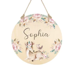 Namensschild mit Tippi und Tiermotiven für Jungen | Schöne Dekoidee für die Tür zum Babyzimmer | Persönliches Holzschild mit dem Namen des Jungen personalisiert | 4 Varianten zur Auswahl