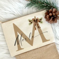Nikolausstiefel Name & Monogramm I Personalisierter Boho Weihnachtsstiefel I Nikolausstrumpf Weihnachtsgeschenk I 4 Varianten zur Auswahl