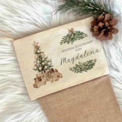 Nikolausstiefel personalisiert Vintage Nikolausstrumpf Erwachsene Weihnachtsstrumpf Name Weihnachtsstiefel Weihnachtsgeschenk