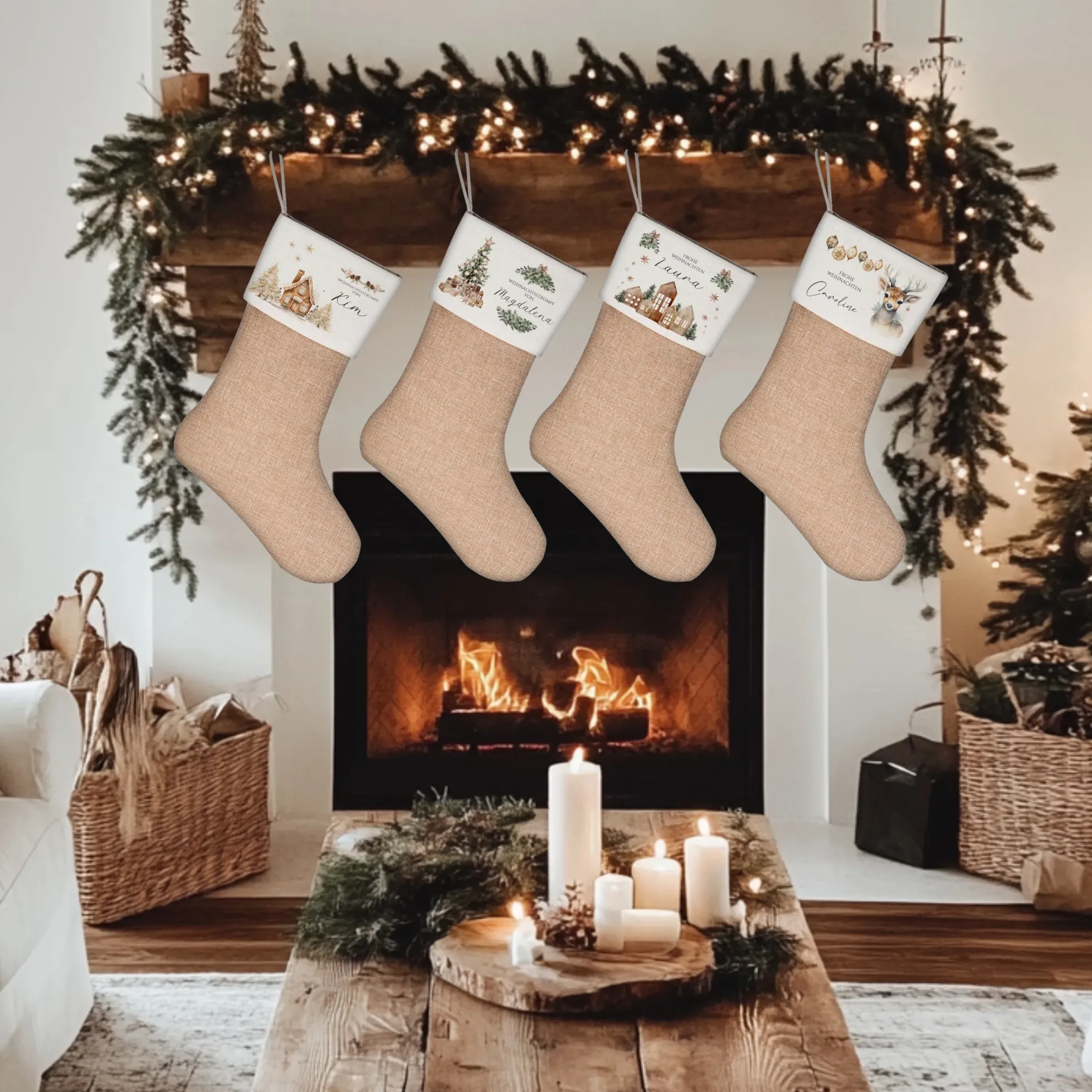 Nikolausstiefel personalisiert Boho Nikolausstrumpf Erwachsene Weihnachtsstrumpf Name Weihnachtsstiefel Weihnachtsgeschenk