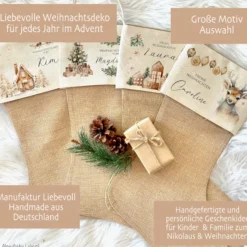 Nikolausstiefel personalisiert Nikolausstrumpf Häuser Erwachsene Weihnachtsstrumpf Name Weihnachtsstiefel