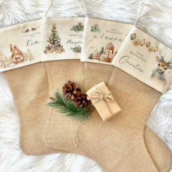 Nikolausstiefel personalisiert Nikolausstrumpf Häuser Erwachsene Weihnachtsstrumpf Name Weihnachtsstiefel