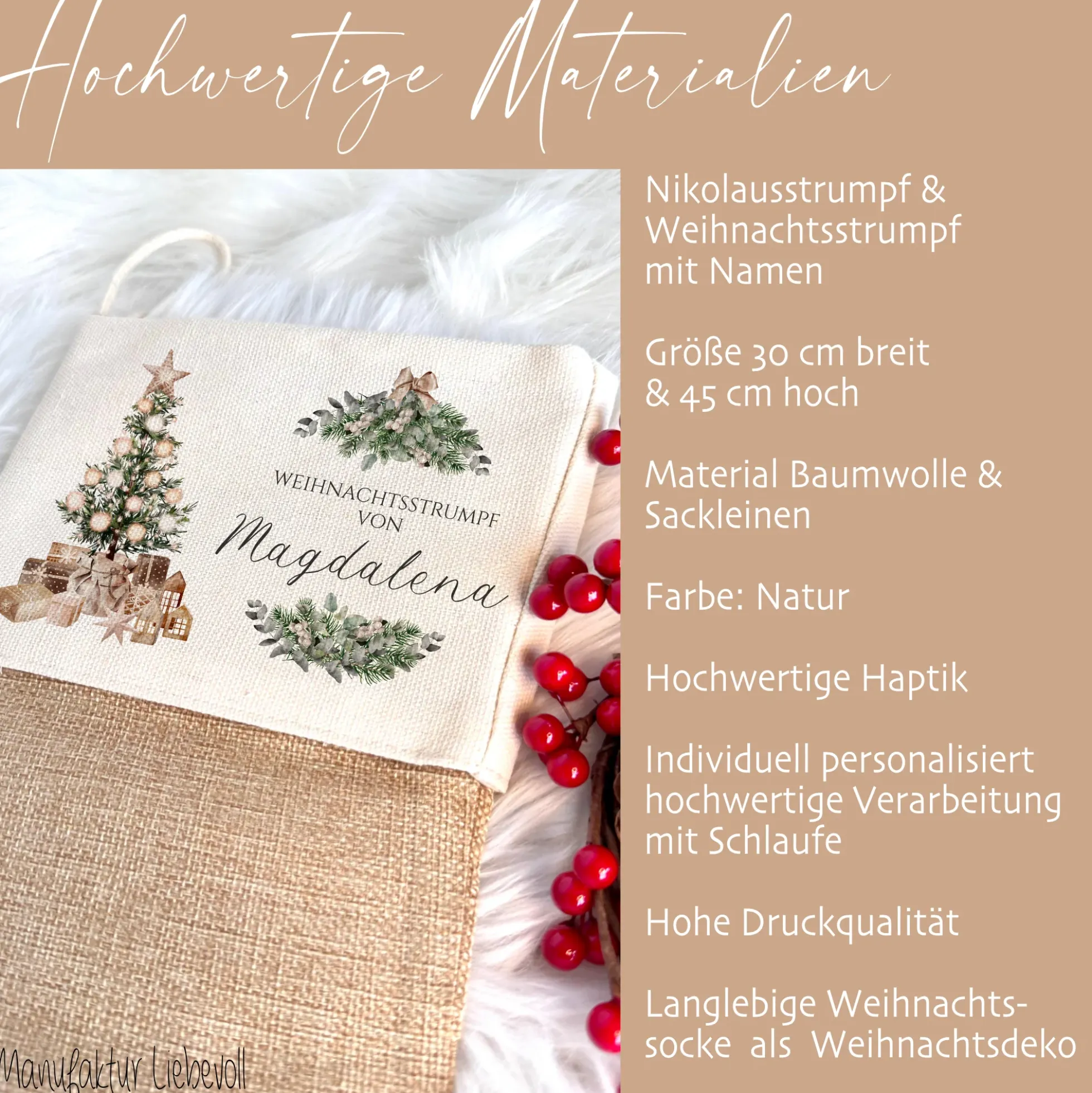 Nikolausstiefel personalisiert Nikolausstrumpf Kinder Erwachsene Weihnachtsstrumpf Name Weihnachtsstiefel Nikolaussocke Weihnachtsgeschenk