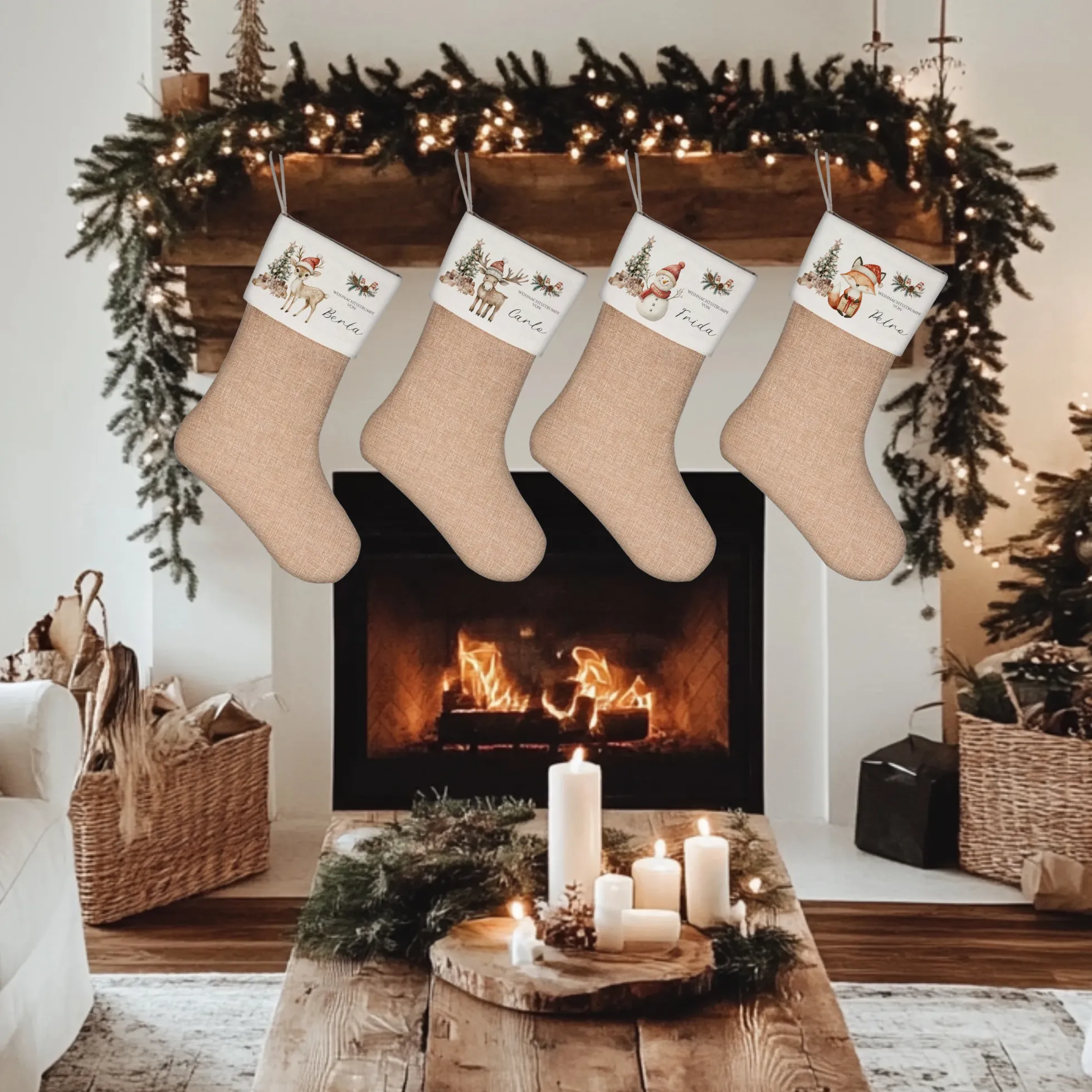 Nikolausstrumpf Nikolausstiefel personalisiert Kinder Weihnachtsstrumpf Elch Mädchen Jungen Name Weihnachtsstiefel Nikolaussocke