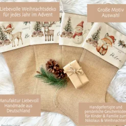Nikolausstrumpf Nikolausstiefel personalisiert Kinder Weihnachtsstrumpf Fuchs Mädchen Jungen Name Weihnachtsstiefel Nikolaussocke