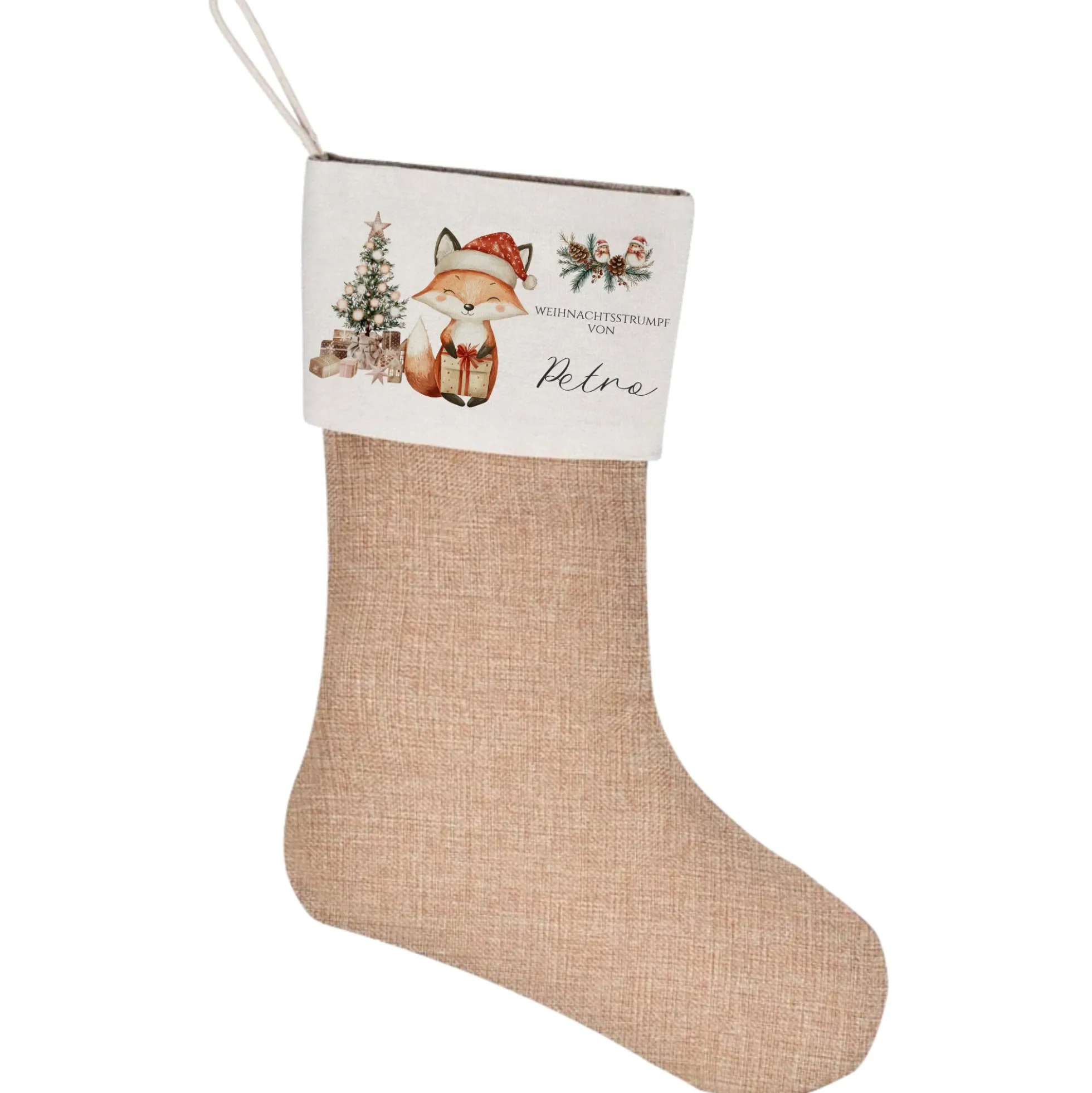 Nikolausstrumpf Nikolausstiefel personalisiert Kinder Weihnachtsstrumpf Fuchs Mädchen Jungen Name Weihnachtsstiefel Nikolaussocke
