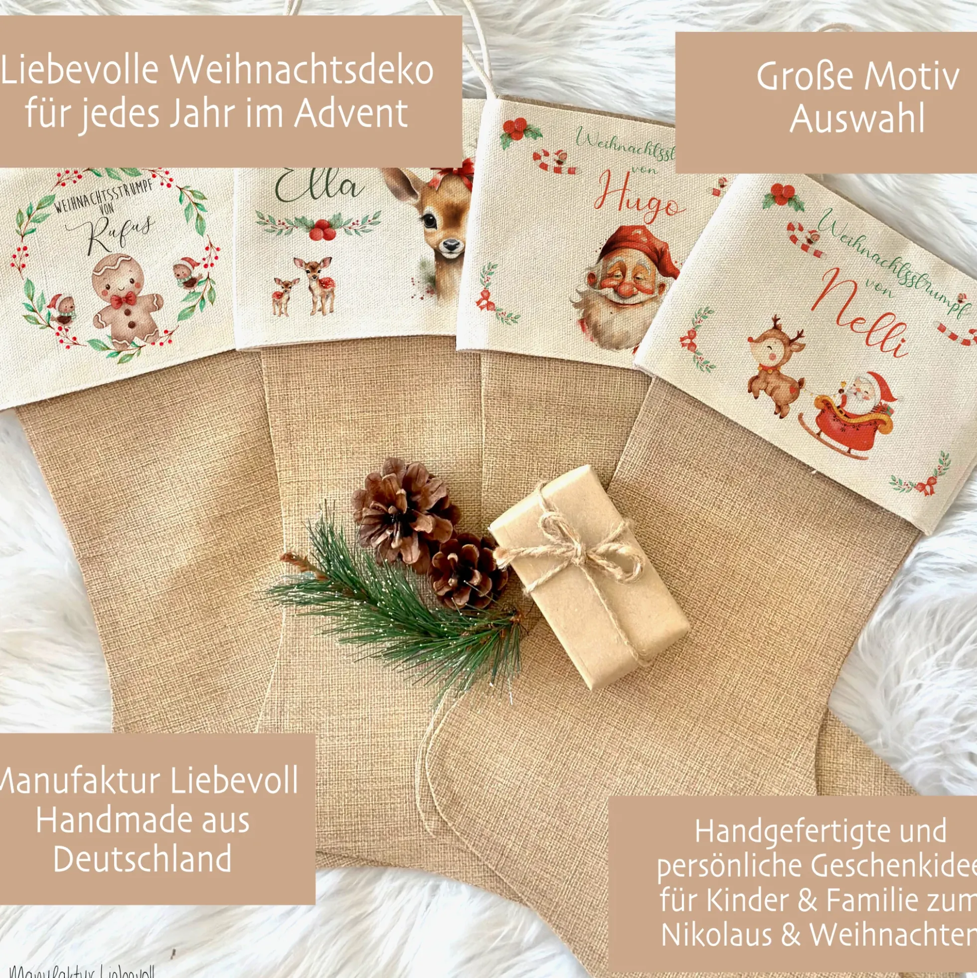 Nikolausstrumpf Nikolausstiefel personalisiert Kinder Weihnachtsstrumpf Name Weihnachtsstiefel Nikolaussocke Mädchen Jungen Weihnachten