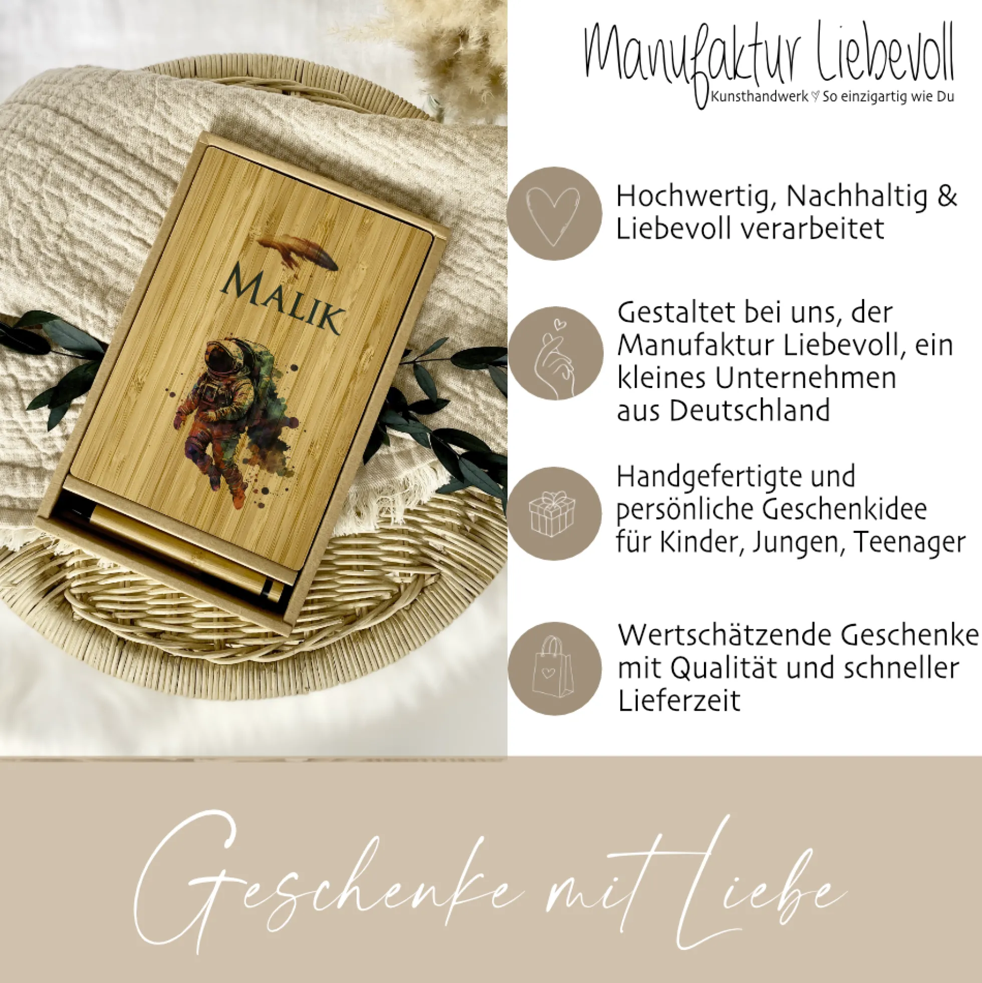 Notizbuch Astronaut mit Namen des Kindes | personalisiertes Tagebuch Schreibheft für Jungen als besonderes Geschenk Geburtstag | 7 Motivvarianten zur Auswahl