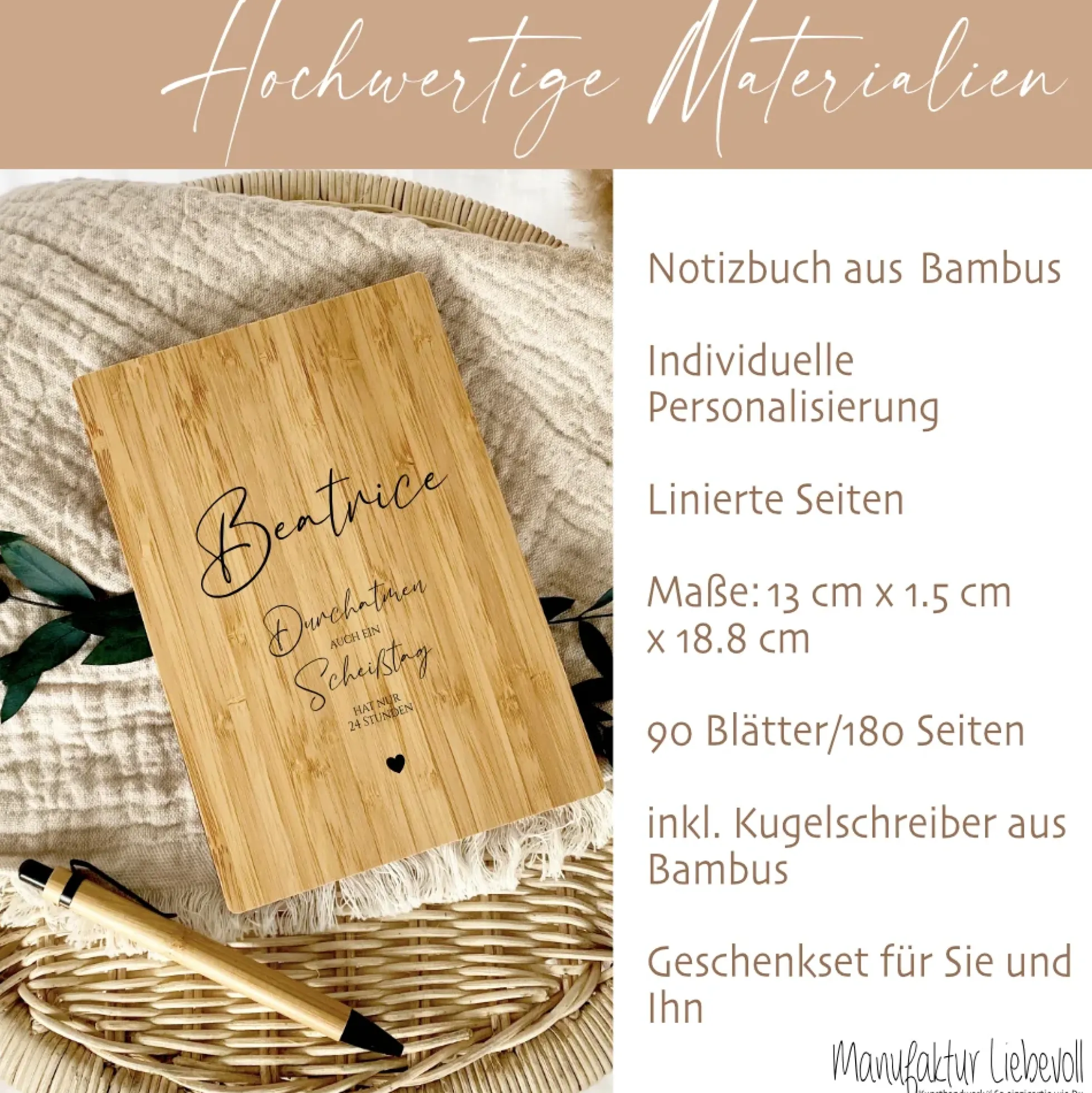Notizbuch "Durchatmen" Tagebuch mit Namen Spruch A5 Journal Mädchen Frauen Männer Teenager Geschenk Schreibheft Journal Kugelschreiber